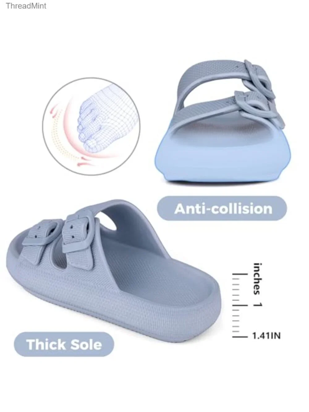 Buckle Cloud Slides for Kids | EVA Adjustable Sandals | Lightweight Waterproof